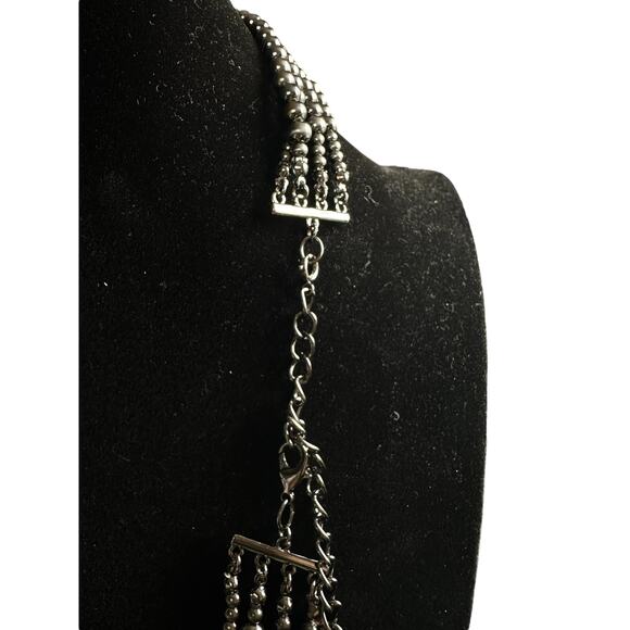 Ombré Triple Strand Metal Bead Necklace - Picture 3 of 7